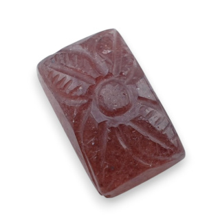 Kwarc truskawkowy kaboszon carving 21x13 mm nr 9