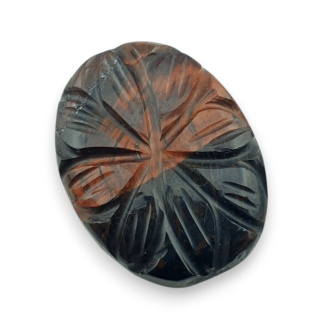 Tygrysie oko czerwone kaboszon carving 26x20 mm nr 69