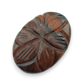 Tygrysie oko czerwone kaboszon carving 27x19 mm nr 67