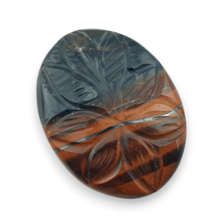 Tygrysie oko czerwone kaboszon carving 28x21 mm nr 66