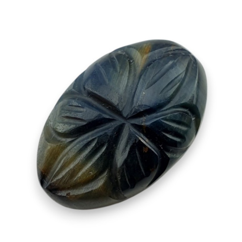Tygrysie oko niebieskie kaboszon carving 24x15 mm nr 148 Tygrysie oko niebieskie kaboszon carving 24x15 mm nr 148