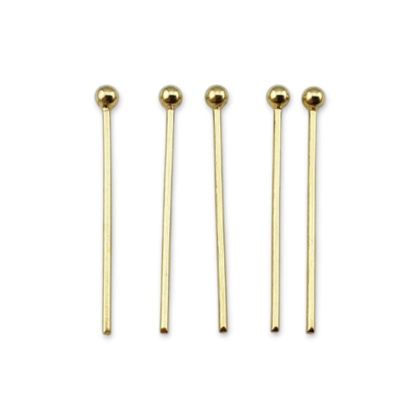 Szpilki z kulką stal szlachetna 20x0,7 mm 10szt pozłacane