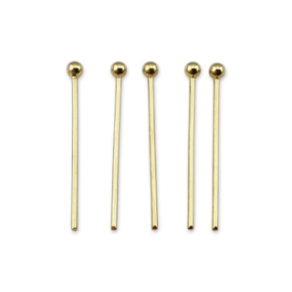 Szpilki z kulką stal szlachetna 25x0,7 mm 10szt pozłacane