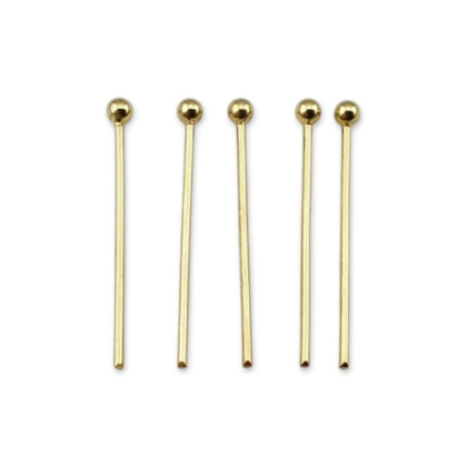 Szpilki z kulką stal szlachetna 25x0,7 mm 10szt pozłacane