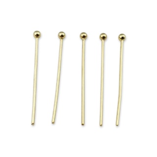 Szpilki z kulką stal szlachetna 30x0,7 mm 10szt pozłacane