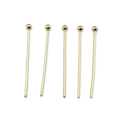 Szpilki z kulką stal szlachetna 30x0,7 mm 10szt pozłacane