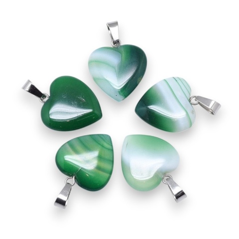 Agat zielony zawieszka serce 18-20 mm 1 szt. Agat zielony zawieszka serce 18-20 mm 1 szt.