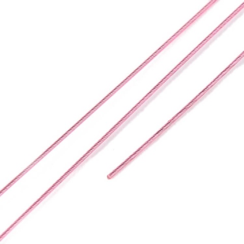 Japońska linka jubilerska stalowa powlekana 0,4 mm 2 m różowa Japońska linka jubilerska stalowa powlekana 0,4 mm 2 m różowa