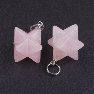Kwarc różowy zawieszka merkaba 20 mm 1 szt.