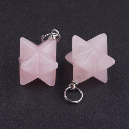 Kwarc różowy zawieszka merkaba 20 mm 1 szt.