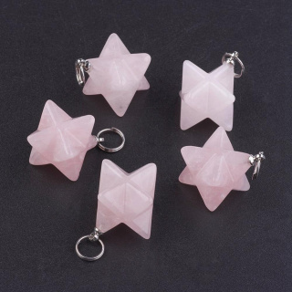 Kwarc różowy zawieszka merkaba 20 mm 1 szt.