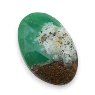 Chryzopraz kaboszon fasetowany 29x19 mm nr 8