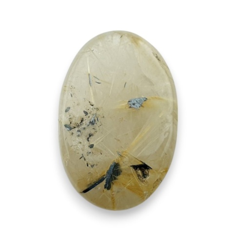 Kwarc z rutylem kaboszon fasetowany 27x17 mm nr 7 Kwarc z rutylem kaboszon fasetowany 27x17 mm nr 7