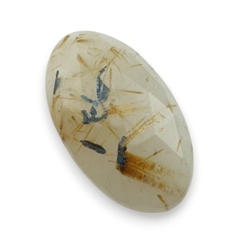 Kwarc z rutylem kaboszon fasetowany 32x18 mm nr 5 Kwarc z rutylem kaboszon fasetowany 32x18 mm nr 5