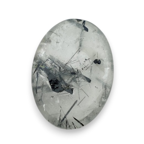Kwarc z turmalinem kaboszon fasetowany 23x17 mm nr 24 Kwarc z turmalinem kaboszon fasetowany 23x17 mm nr 24