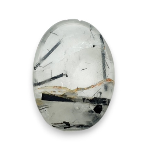 Kwarc z turmalinem kaboszon fasetowany 23x17 mm nr 34 Kwarc z turmalinem kaboszon fasetowany 23x17 mm nr 34