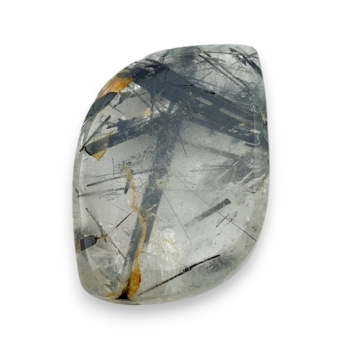 Kwarc z turmalinem kaboszon fasetowany 24x16 mm nr 37 Kwarc z turmalinem kaboszon fasetowany 24x16 mm nr 37