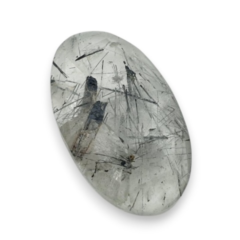 Kwarc z turmalinem kaboszon fasetowany 27x16 mm nr 2 Kwarc z turmalinem kaboszon fasetowany 27x16 mm nr 2