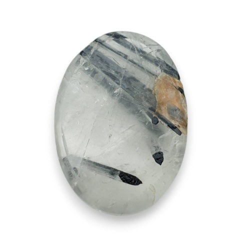Kwarc z turmalinem kaboszon fasetowany 27x19 mm nr 26 Kwarc z turmalinem kaboszon fasetowany 27x19 mm nr 26