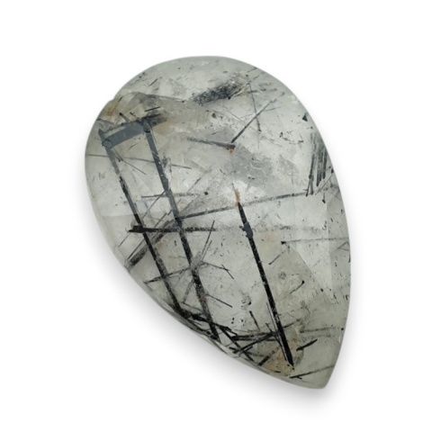 Kwarc z turmalinem kaboszon fasetowany 28x18 mm nr 15 Kwarc z turmalinem kaboszon fasetowany 28x18 mm nr 15