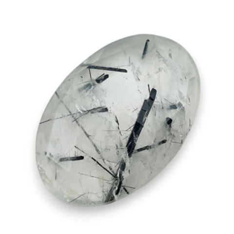 Kwarc z turmalinem kaboszon fasetowany 28x19 mm nr 21 Kwarc z turmalinem kaboszon fasetowany 28x19 mm nr 21