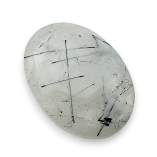 Kwarc z turmalinem kaboszon fasetowany 28x20 mm nr 7