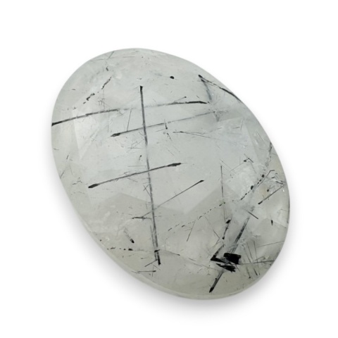 Kwarc z turmalinem kaboszon fasetowany 28x20 mm nr 7 Kwarc z turmalinem kaboszon fasetowany 28x20 mm nr 7
