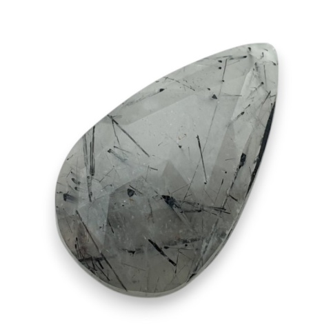 Kwarc z turmalinem kaboszon fasetowany 29x17 mm nr 16 Kwarc z turmalinem kaboszon fasetowany 29x17 mm nr 16