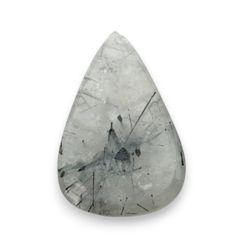 Kwarc z turmalinem kaboszon fasetowany 30x19 mm nr 12 Kwarc z turmalinem kaboszon fasetowany 30x19 mm nr 12