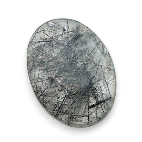 Kwarc z turmalinem kaboszon fasetowany 30x23 mm nr 28 Kwarc z turmalinem kaboszon fasetowany 30x23 mm nr 28