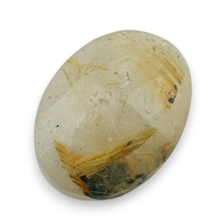 Kwarc z rutylem kaboszon fasetowany 20x15 mm nr 94