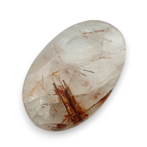 Kwarc z rutylem kaboszon fasetowany 22x14 mm nr 118 Kwarc z rutylem kaboszon fasetowany 22x14 mm nr 118