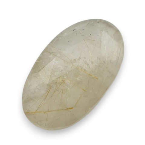 Kwarc z rutylem kaboszon fasetowany 24x14 mm nr 64 Kwarc z rutylem kaboszon fasetowany 24x14 mm nr 64
