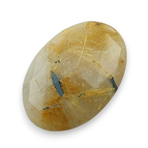 Kwarc z rutylem kaboszon fasetowany 26x18 mm nr 37 Kwarc z rutylem kaboszon fasetowany 26x18 mm nr 37