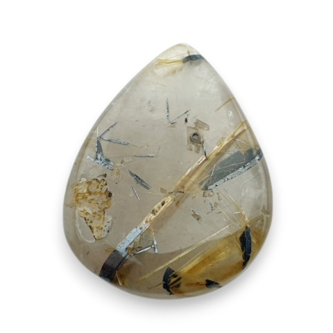 Kwarc z rutylem kaboszon fasetowany 26x20 mm nr 51 Kwarc z rutylem kaboszon fasetowany 26x20 mm nr 51