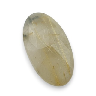 Kwarc z rutylem kaboszon fasetowany 27x15 mm nr 84