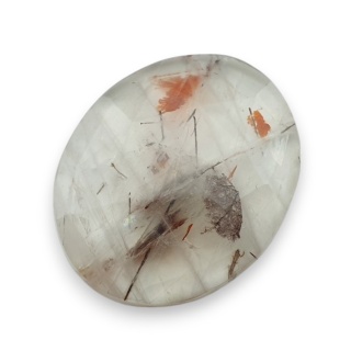 Kwarc z rutylem kaboszon fasetowany 30x25 mm nr 125