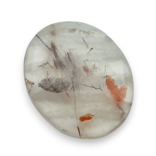 Kwarc z rutylem kaboszon fasetowany 30x25 mm nr 125