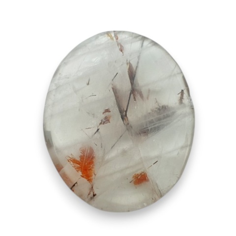 Kwarc z rutylem kaboszon fasetowany 30x25 mm nr 125 Kwarc z rutylem kaboszon fasetowany 30x25 mm nr 125