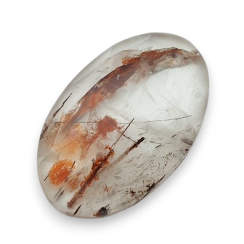 Kwarc z rutylem kaboszon fasetowany 32x20 mm nr 117 Kwarc z rutylem kaboszon fasetowany 32x20 mm nr 117