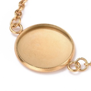 Bransoletka z bazą kaboszonu 16 mm 14,5+5,5 cm kolor złoty powłoka IP