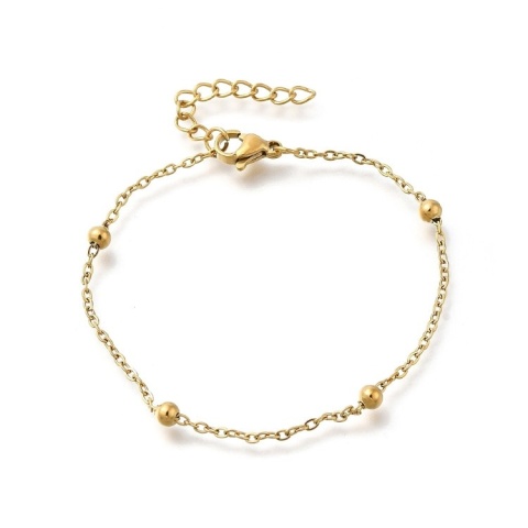 Bracelet with balls stainless steel 16.5+3 cm gold color IP coating Bracelet with balls stainless steel 16.5+3 cm gold color IP coating