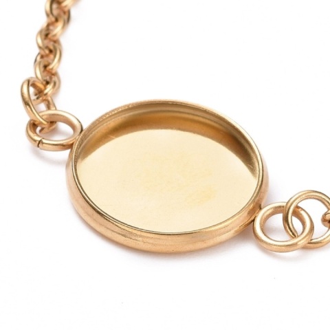 Bransoletka z bazą kaboszonu 12 mm 14,5+5,5 cm kolor złoty powłoka IP
