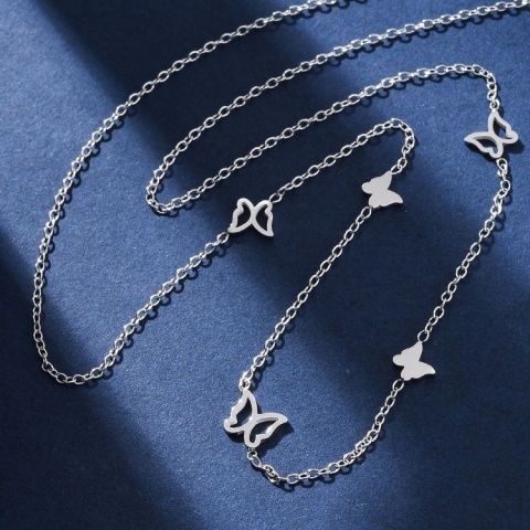 Chain with butterflies stainless steel 1 mm 41+5 cm Chain with butterflies stainless steel 1 mm 41+5 cm