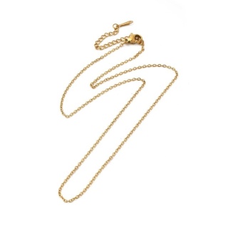 Łańcuszek stal szlachetna 1 mm 40,5+6 cm pozłacany powłoka IP