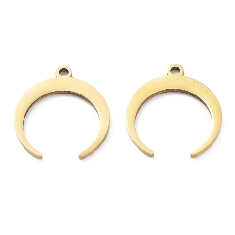 Lunula pendant stainless steel 16x15mm 1pc gold plated IP coating Lunula pendant stainless steel 16x15mm 1pc gold plated IP coating
