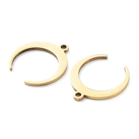 Lunula pendant stainless steel 16x15mm 1pc gold plated IP coating Lunula pendant stainless steel 16x15mm 1pc gold plated IP coating