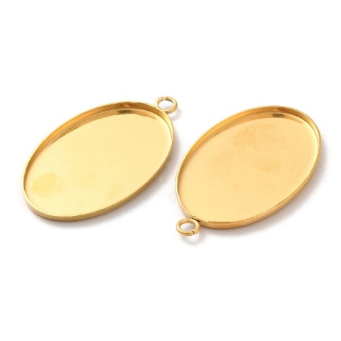 Cabochon setting 30x20 mm stainless steel pendant 1 pc gold color IP coating Cabochon setting 30x20 mm stainless steel pendant 1 pc gold color IP coating