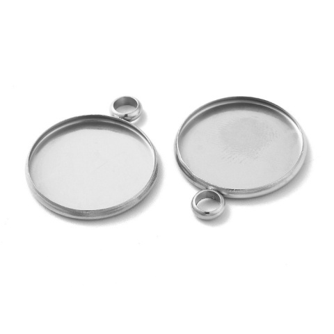 Cabochon setting dia 16 mm, stainless steel pendant, 1 pc Cabochon setting dia 16 mm, stainless steel pendant, 1 pc