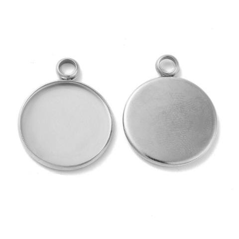Cabochon setting dia 16 mm, stainless steel pendant, 1 pc Cabochon setting dia 16 mm, stainless steel pendant, 1 pc